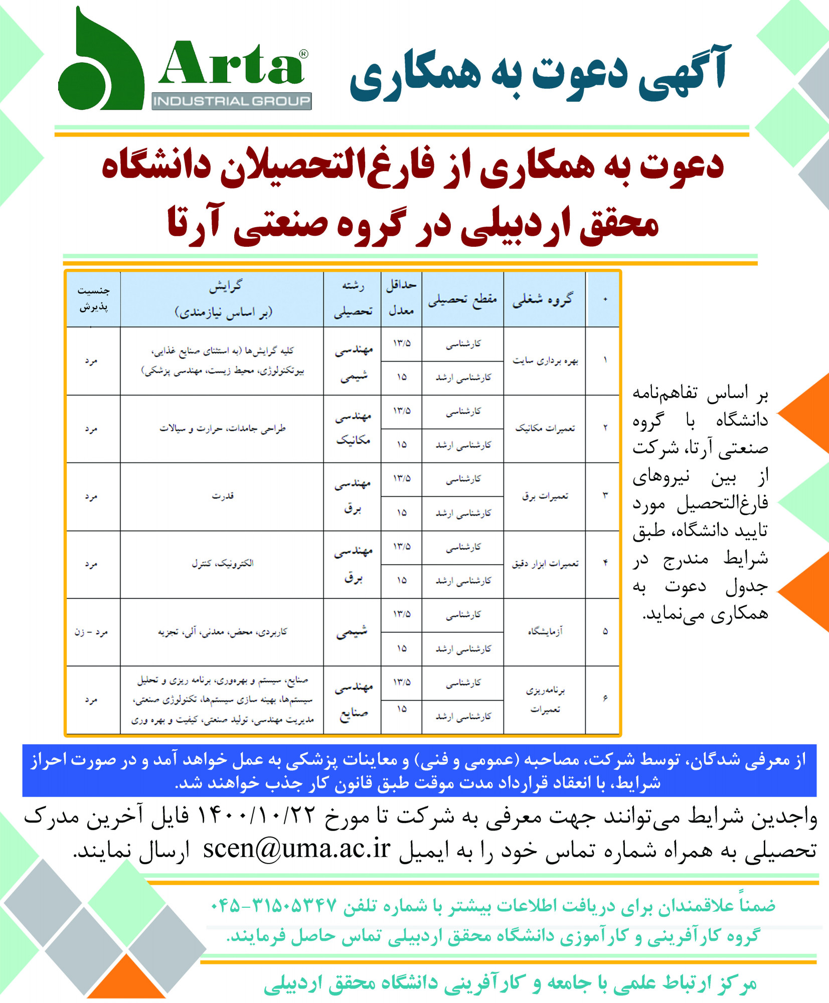 استخدام در آرتاویل تایر-آزمایشی
